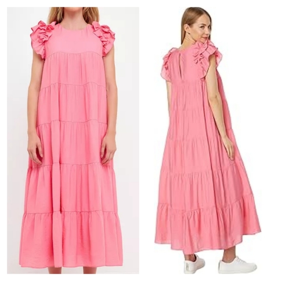 English Factory Preppy Tiered Ruffle Maxi Dress - Picture 1 of 11